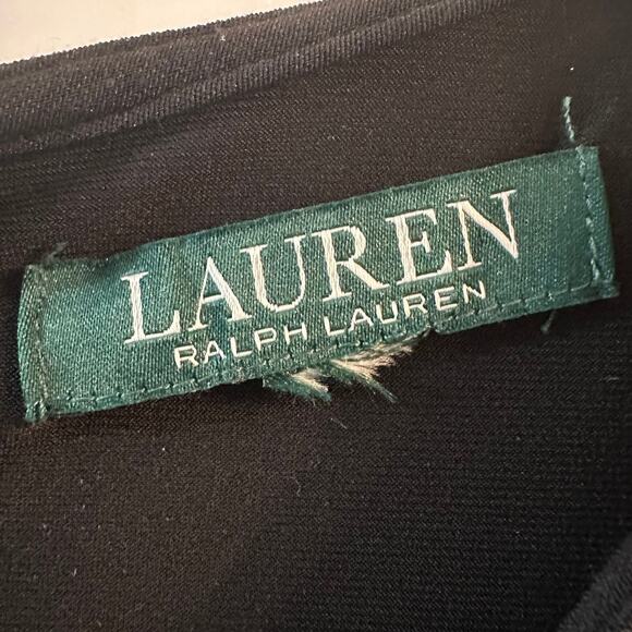 Lauren Ralph Lauren Lace Sheath Midi Little Black Dress Cocktail Party Large - Picture 3 of 10